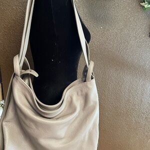 Gently Used Condition Elegant M Gemi Warm Gray Leather Shoulder/backpack